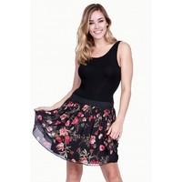 floral mesh full skater skirt