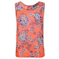 FLORAL BTN BACK CHIFFON VEST