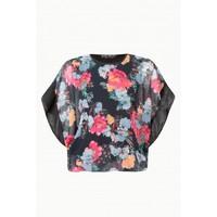 FLORAL BLOCK BUBBLE BLOUSE