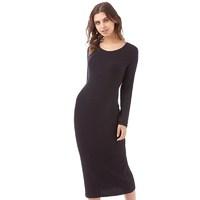 Fluid Womens Long Sleeve Dress Black