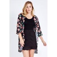 FLORAL SPLIT BACK KIMONO