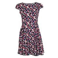 FLORAL RAYON SKATER DRESS