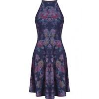 FLORAL DENIM A-LINE SKATER DRS