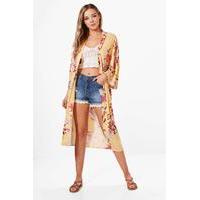 floral print oversized kimono yellow