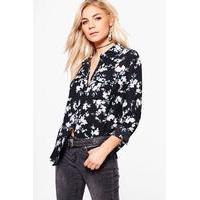 Flroal Print Shirt - black