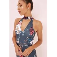 Floral Keyhole Print Midi Dress