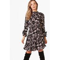 floral skater dress black