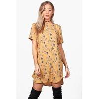 Floral Woven Shift Dress - yellow