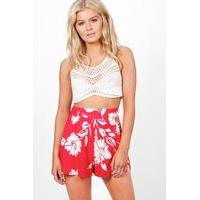 floral flippy shorts red