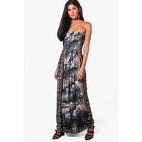 Floral Print Maxi Drerss - grey