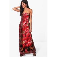 Floral Print Maxi Drerss - fushia