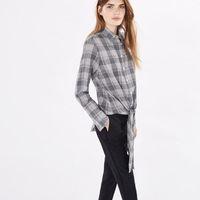 Flannel Check Knotted Shirt - Black Grey