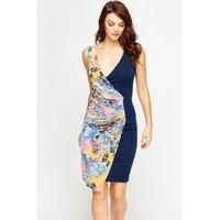 floral contrast twist dress