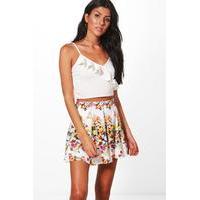 floral mini skirt white