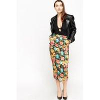 floral print midi pencil skirt