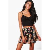 floral mini skirt black