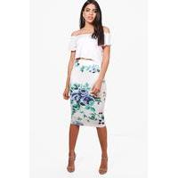 floral midi skirt white