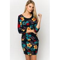 Fleece Floral Peplum Dress