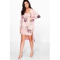 Floral Slinky Dress & Duster Co-Ord Set - blush