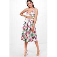 Floral Bralet & Midi Skirt Co-Ord Set - multi