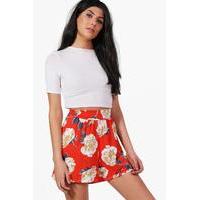 Floral Flippy Shorts - red