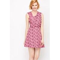 floral jacquard skater dress