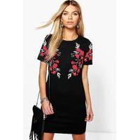 Floral Printed Shift Dress - black