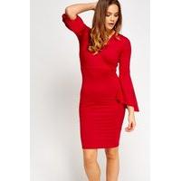 Flared Sleeve Wrap Dress