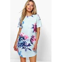 Floral Curved Hem Shift Dress - multi