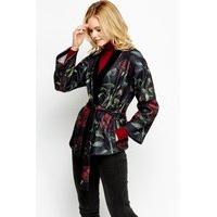 Flower Print Tie Up Jacket