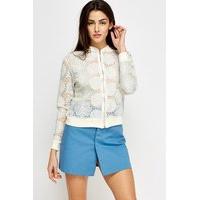 floral mesh light bomber jacket