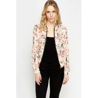 Flower Print Contrast Light Bomber Jacket