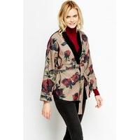 flower print tie up jacket