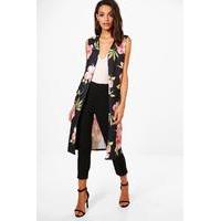 floral print sleeveless duster black