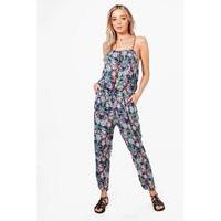 Floral Printed Jumpsuit - marine