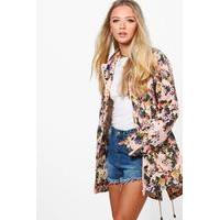 Floral Mac With Detachable Hood - pink