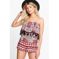 Flori Paisley Tassle Hem Playsuit - multi