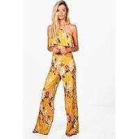 Floral Wide Leg Jumpsuit - yellow