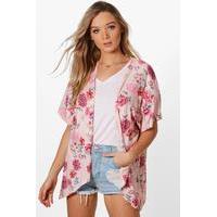 Floral Print Kimono - blush