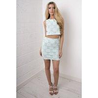 Floral Daisy Mini Skirt in Mint Green