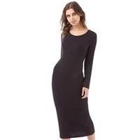 fluid womens long sleeve dress black