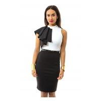 Fleur Black & White Frill Bodycon Dress