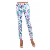 Floral Skinny Ankle Grazer Jeans In Blue