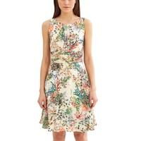 Floral Print Sleeveless Dress with Low-Cut Neckline at Back