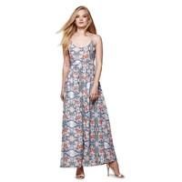 floral printed maxi dress with shoestring straps