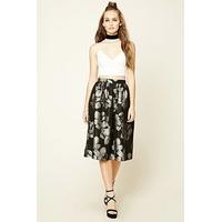 floral print a line skirt