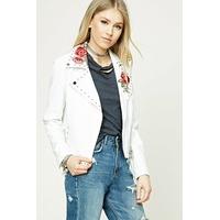 Floral Faux Leather Moto Jacket