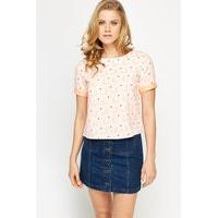 Floral Short Sleeve Cropped Top