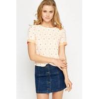 Floral Short Sleeve Cropped Top