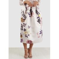 Floral Pleated Midi Skirt